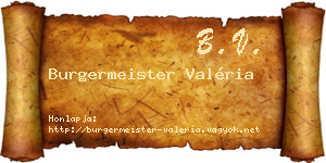 Burgermeister Valéria névjegykártya